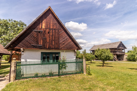 Old houses in the open air museum (Polabske nÃ¡rodopisne muzeum) in Prerov, Czechiaの写真素材