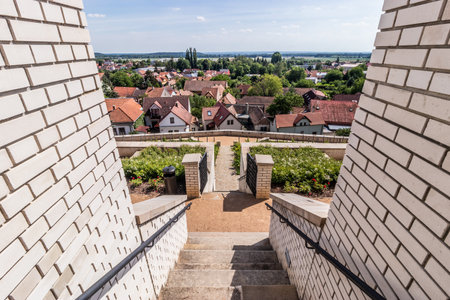 View of monastery terraces in Lysa nad Labem town, Czech Republicの写真素材
