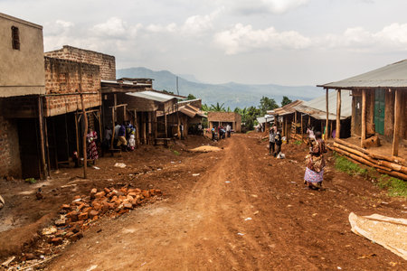 BUDADIRI, UGANDA - FEBRUARY 26, 2020: Small village near Budadiri, Ugandaのeditorial素材