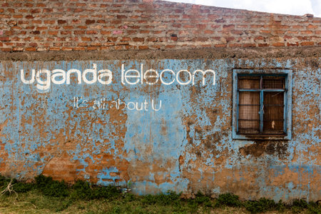 SIPI, UGANDA - FEBRUARY 27, 2020: Uganda Telecom advertisement in Sipi village, Uganda