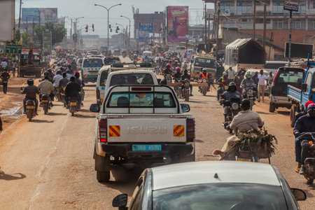 KAMPALA, UGANDA - MARCH 23, 2020: Main road in Kampala, Ugandaのeditorial素材