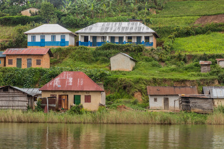 Buhutu town at the coast of Bunyonyi lake, Uganda