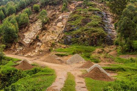 Stone quarry near Kabale town, Ugandaの写真素材