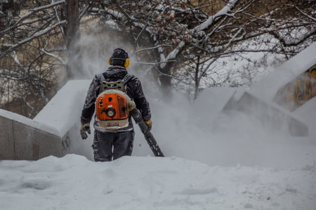 PRAGUE, CZECHIA - FEBRUARY 8, 2021: Snow removing in Prague, Czech Republicのeditorial素材