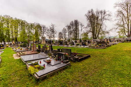 JABLONNE NAD ORLICI, CZECHIA - MAY 13, 2021: Cemetery in Jablonne nad Orlici town, Czech Republic