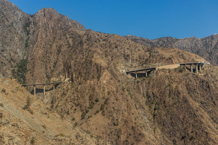 King Fahd Road in Sarawat mountains near Al Baha, Saudi Arabiaの写真素材