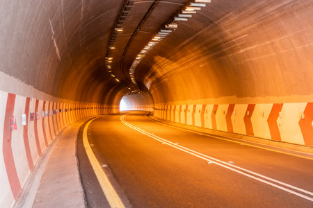 Tunnel at King Fahd Road in Sarawat mountains near Al Baha, Saudi Arabiaの写真素材
