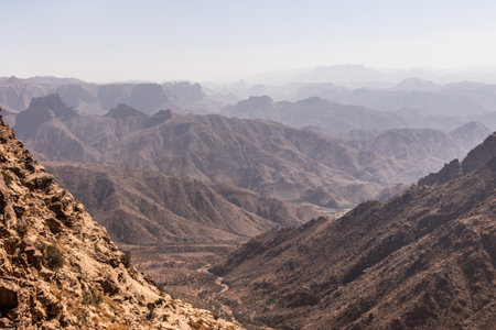 Mountainous landscape near Dhahran al Janub, Saudi Arabiaの写真素材
