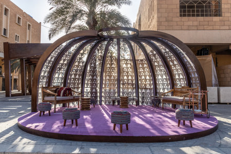 Seating area built for Riyadh season 2021, Saudi Arabiaの写真素材