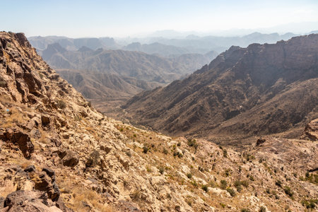 Rocky landscape near Dhahran al Janub, Saudi Arabiaの写真素材