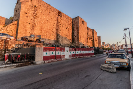 TRIPOLI, LEBANON - JULY 26, 2022: M113 armored personnel carriers in front of the Citadel of Tripoli fortress, Lebanonのeditorial素材