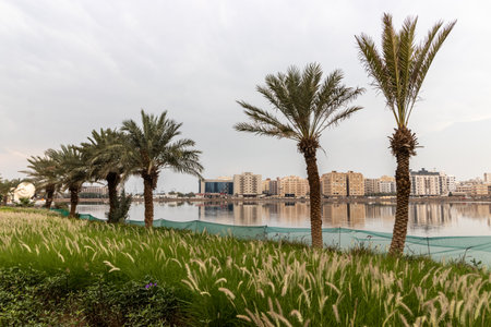 Lake Arbaeen in Jeddah, Saudi Arabiaの写真素材