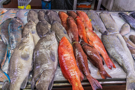 Fish stall in the  Central Fish market in Jeddah, Saudi Arabia