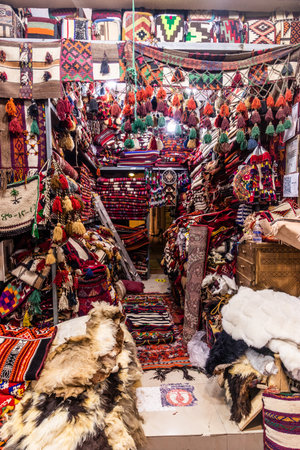 RIYADH, SAUDI ARABIA - NOVEMBER 1, 2021: Rug store in Souq Al Zel market in Riyadh, Saudi Arabia