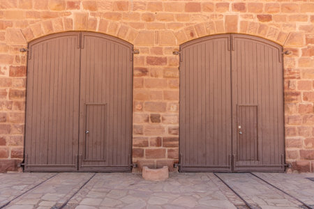 Gates at the train station of former Hejaz (Hijaz) Railway near Al Ula, Saudi Arabiaの写真素材