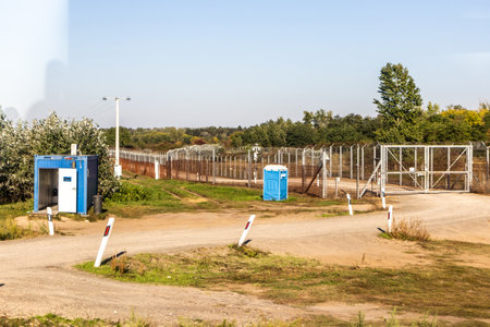 Hungarian border barrier on its border with Serbia