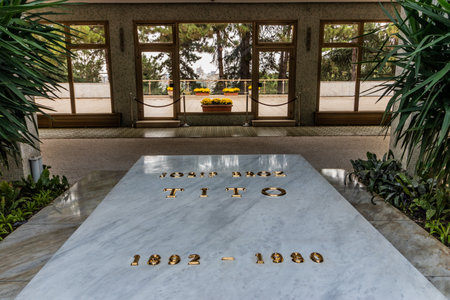 BELGRADE, SERBIA - OCTOBER 8, 2021: Tomb of Josip Broz Tito in the House of Flowers in Belgrade, Serbiaのeditorial素材