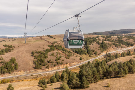 ZLATIBOR, SERBIA - OCTOBER 6, 2021: Golden Gondola near Zlatibor town, Serbiaのeditorial素材