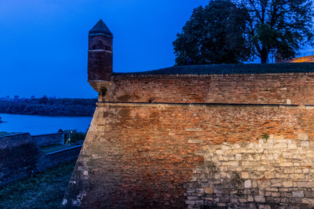 Evening view of Belgrade Fortress walls, Serbiaの写真素材