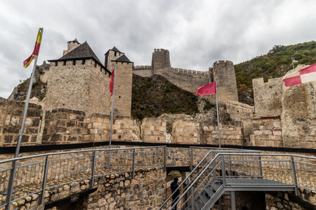 Ramparts of Golubac medieval fortress, Serbiaの写真素材