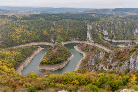 Autumn view of Uvac river canyon, Serbiaの写真素材