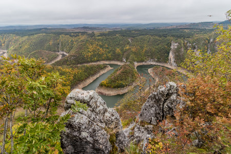 Autumn view of Uvac river canyon, Serbiaの写真素材