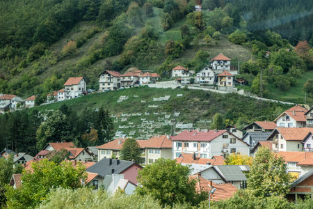 Cemetery in Nova Varos, Serbiaの写真素材