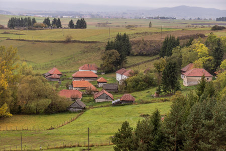 Small settlement near Sjenica town, Serbiaの写真素材
