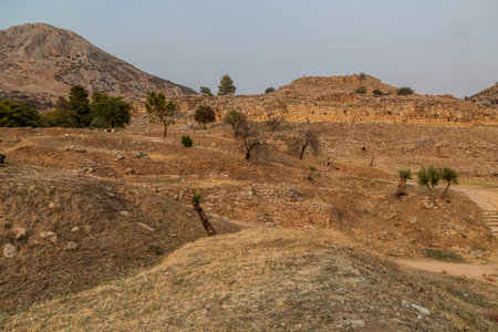 Ruins of ancient Mycenae on Peloponnese peninsula, Greeceの写真素材