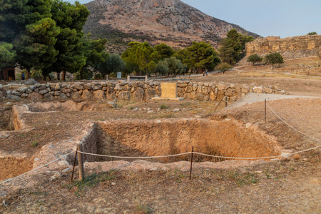 Ruins of Mycenae citadel on Peloponnese peninsula, Greeceの写真素材