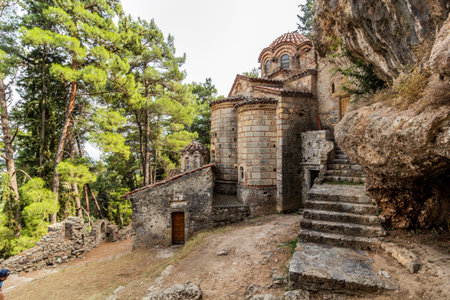 Peribleptos Monastery at Mystras ruins on Peloponnese peninsula, Greece