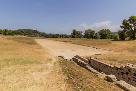 Stadium in the Ancient Olympia on Peloponnese peninsula, Greeceの写真素材