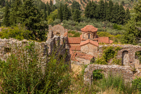 Evangelistria church at Mystras on Peloponnese peninsula, Greece, .のeditorial素材