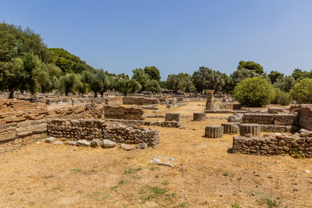 Ruins of  Leonidaion in the Ancient Olympia on Peloponnese peninsula, Greeceの写真素材