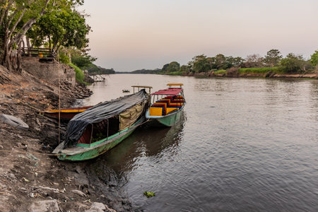 Magdalena river in Santa Cruz de Mompox, Colombiaの写真素材