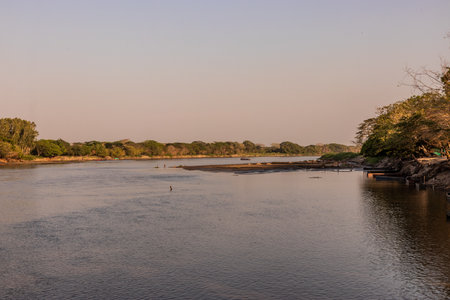 Magdalena river in Santa Cruz de Mompox, Colombiaの写真素材