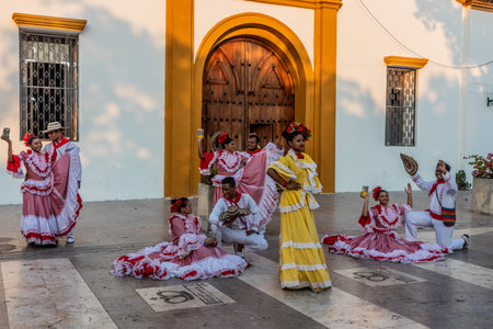 VALLEDUPAR, COLOMBIA - FEBRUARY 28, 2023: Pilon dancers in Valledupar, Colombia