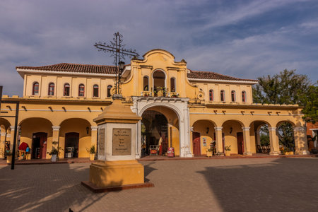 MOMPOX, COLOMBIA - MARCH 1, 2023: Plaza de Mercado building in Santa Cruz de Mompox, Colombiaのeditorial素材