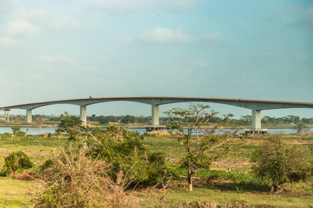 Puente Roncador bridge over Magdalena river, Colombiaの写真素材