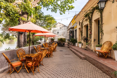 Cafes in Santa Cruz de Mompox, Colombiaの写真素材