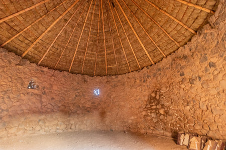 Renovated Qullqa (Colca) storage house in Raqchi complex, Peruの写真素材