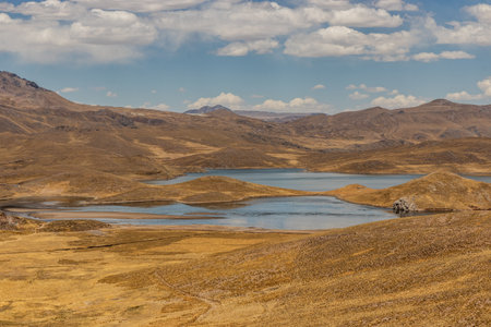 Laguna Lagunillas lake in Peruの写真素材