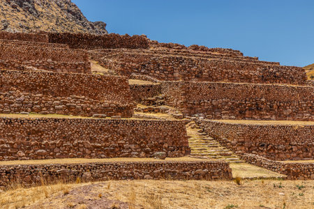 Terraces of Pukara Archaeological Complex, Peruの写真素材