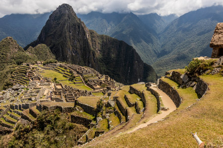 View of Machu Picchu ruins, Peruの写真素材