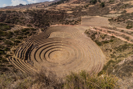 View of Moray agricultural terraces, Peruの写真素材