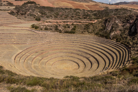 View of Moray terraces, Peruの写真素材
