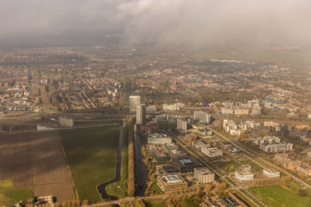 Aerial view of Hoofddorp city, Netherlandsの写真素材