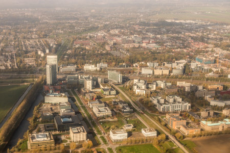 Aerial view of Hoofddorp city, Netherlandsの写真素材