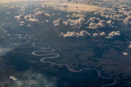 Aerial view of Vichada river, Colombiaの写真素材
