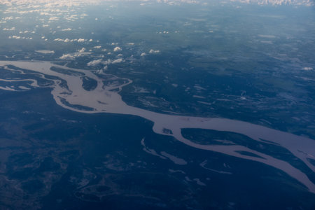 Aerial view of Orinoco river, Venezuela